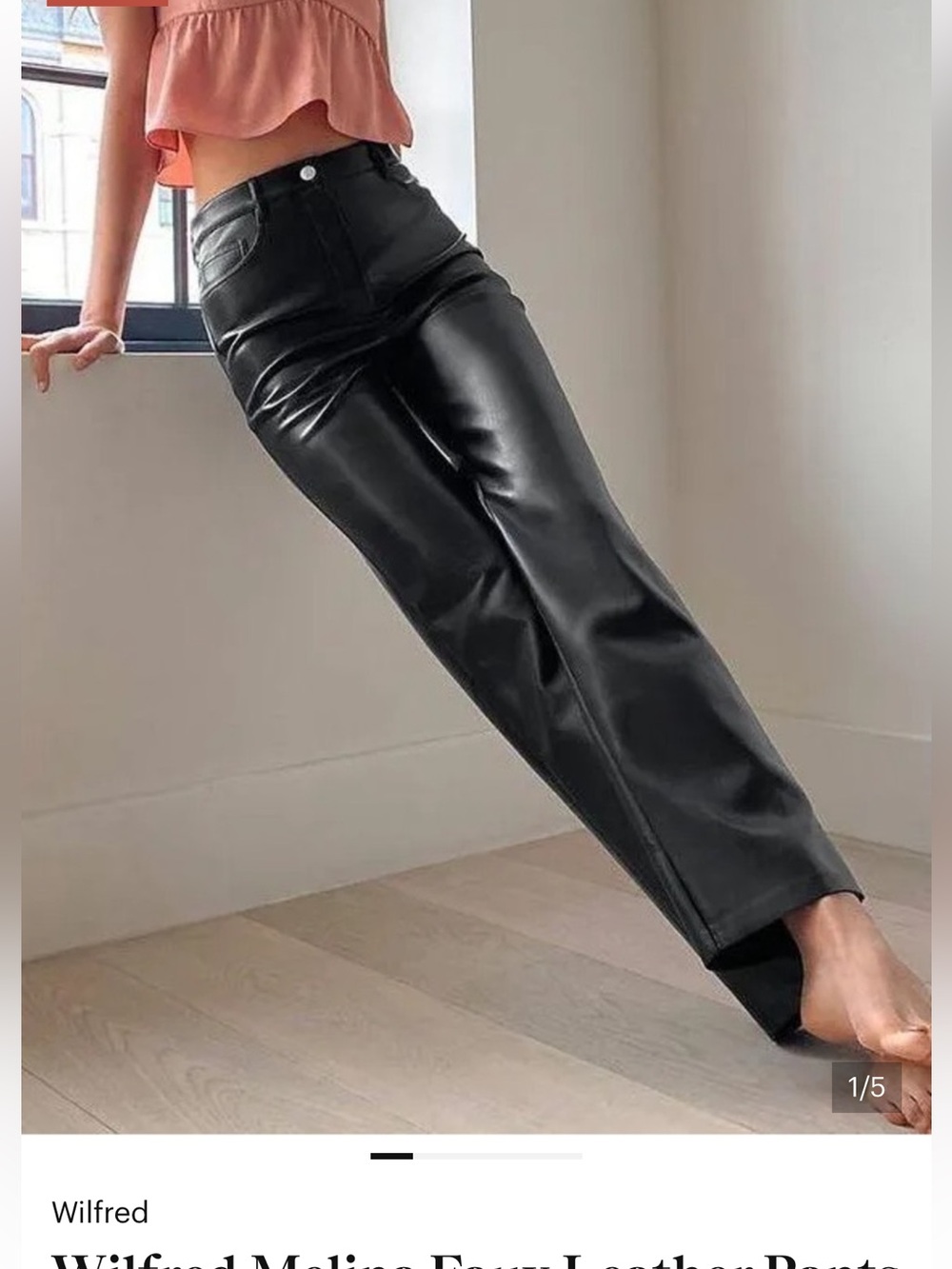 Wilfred The Melina Pant High Waisted Vegan Leather Black 10